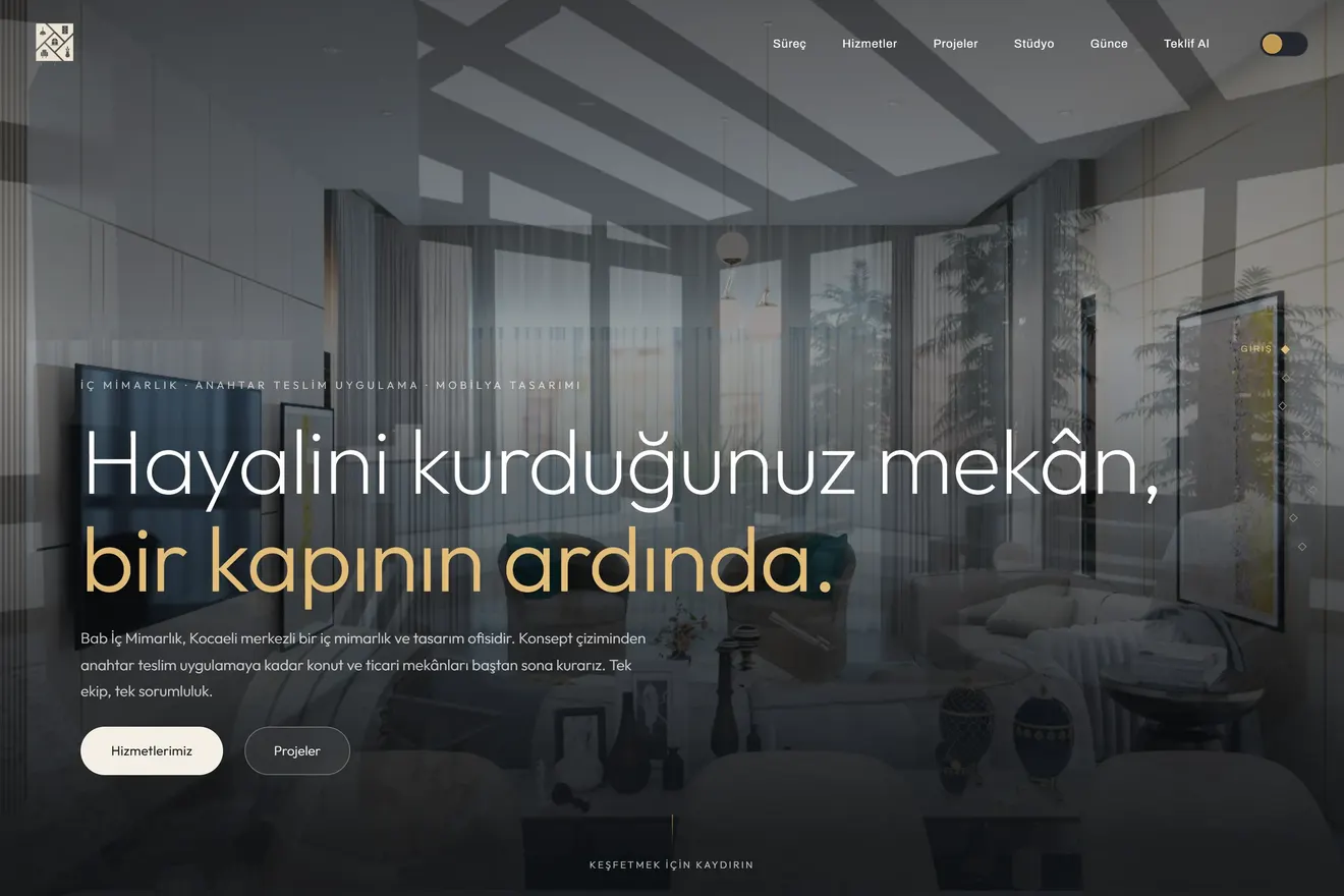 Bab İç Mimarlık — İç mimarlık · Web + SEO